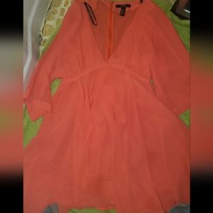 Forever 21 Low cut Coral Midi Dress